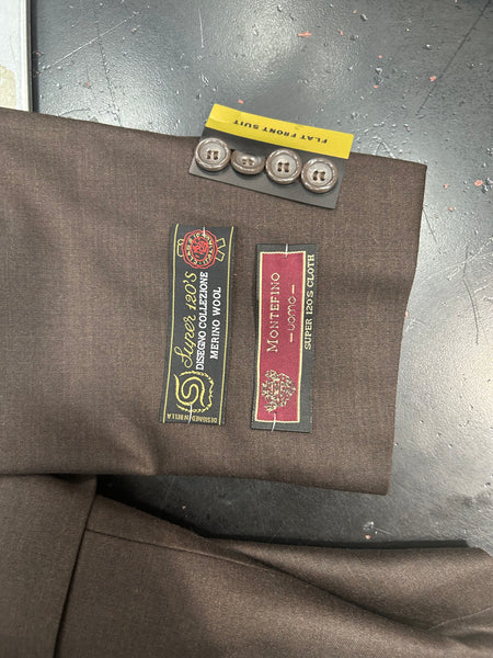 Montefino Chocolate Brown 2-Piece Wool Suit (Regular Fit)