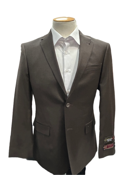 Montefino Chocolate Brown 2-Piece Wool Suit (Regular Fit)