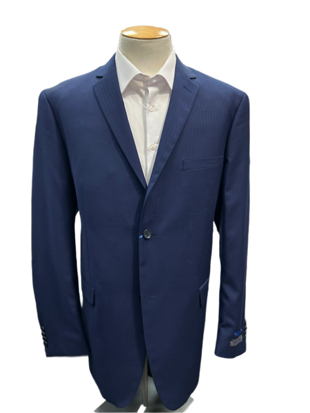 Pronto Moda Navy Striped  2-Piece Wool Suit (Slim Fit)