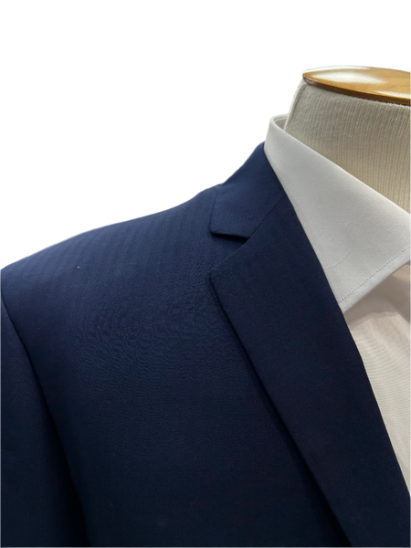 Pronto Moda Navy Striped  2-Piece Wool Suit (Slim Fit)