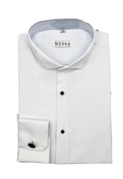 Mussa Tuxedo Wing Tip Shirt - White