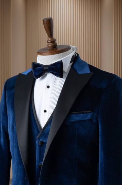 Navy Velvet Tuxedo 4 Pcs Ultra Slim