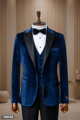 Navy Velvet Tuxedo 4 Pcs Ultra Slim