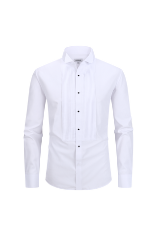 JOFELLI Tuxedo Wing Collar Shirt Formal Dress Shirt Pleated Long Sleeve Button Down Shirts for Prom Party Wedding