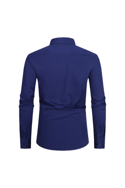 JOFELLI Bamboo Technology Navy Stretch Wrinkle-free Long Sleeve Button Down