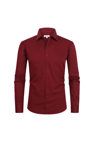JOFELLI Bamboo Technology Burgundy Stretch Wrinkle-free Long Sleeve Button Down