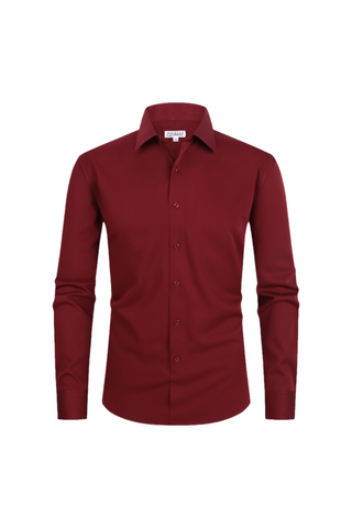 JOFELLI Bamboo Technology Burgundy Stretch Wrinkle-free Long Sleeve Button Down