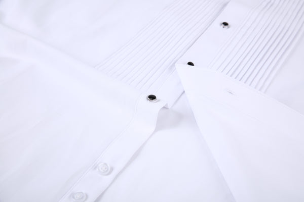 JOFELLI Tuxedo Wing Collar Shirt Formal Dress Shirt Pleated Long Sleeve Button Down Shirts for Prom Party Wedding