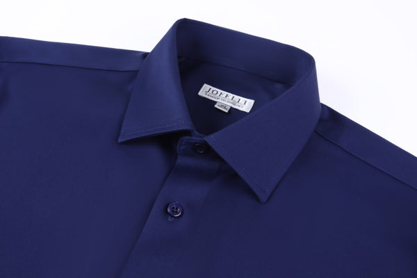 JOFELLI Bamboo Technology Navy Stretch Wrinkle-free Long Sleeve Button Down