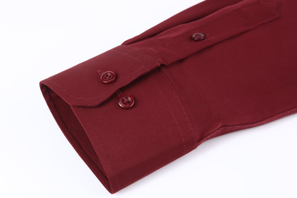 JOFELLI Bamboo Technology Burgundy Stretch Wrinkle-free Long Sleeve Button Down