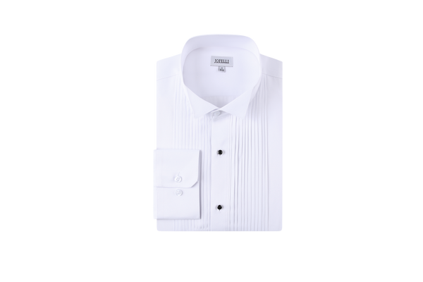 JOFELLI Tuxedo Wing Collar Shirt Formal Dress Shirt Pleated Long Sleeve Button Down Shirts for Prom Party Wedding
