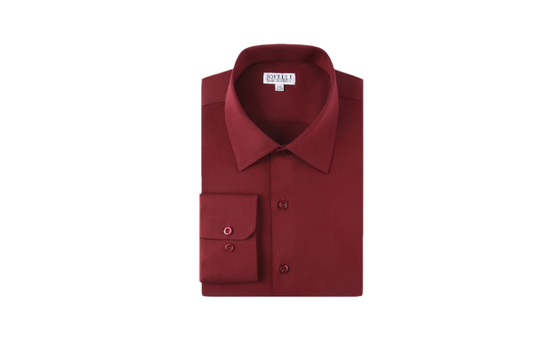JOFELLI Bamboo Technology Burgundy Stretch Wrinkle-free Long Sleeve Button Down