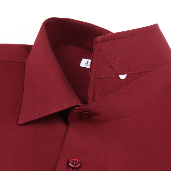 JOFELLI Bamboo Technology Burgundy Stretch Wrinkle-free Long Sleeve Button Down