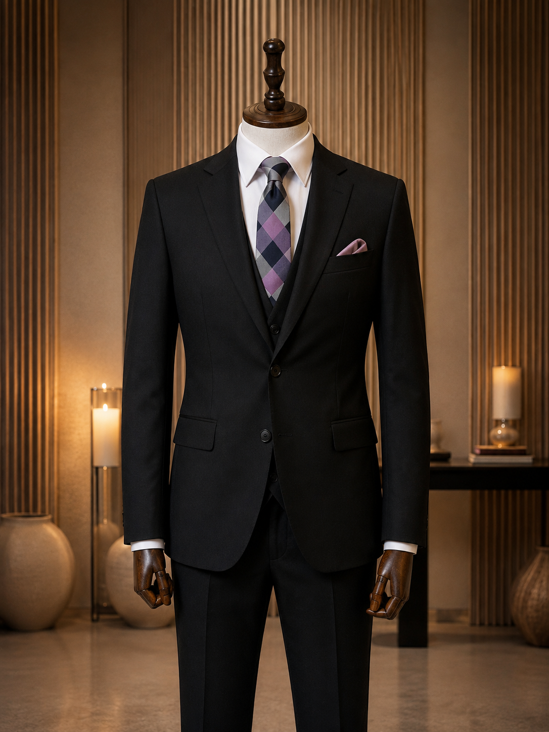 M U S S A Wool Suit Black
