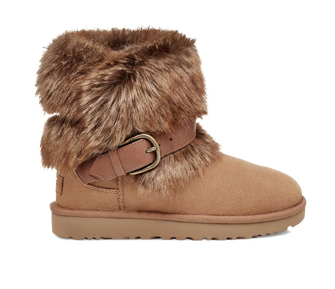 Classic Buckle Mini Suede Boots