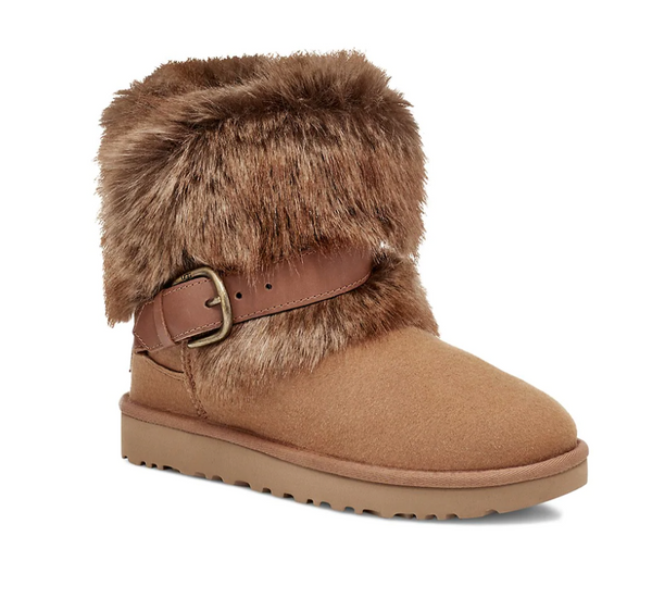 Classic Buckle Mini Suede Boots